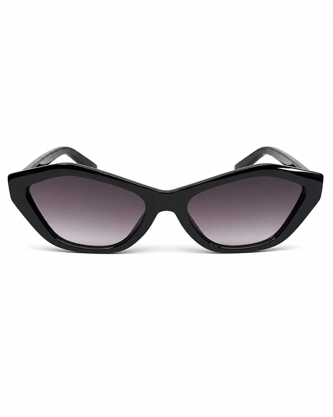 Óculos de sol feminino gatinho preto modelo Selene LURVANI, vista frontal em fundo branco.