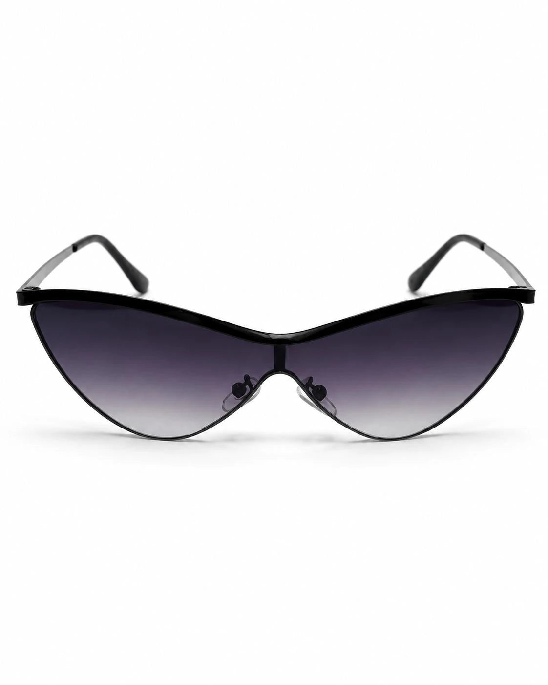 Óculos de sol feminino gatinho preto modelo Siena LURVANI, vista frontal em fundo branco.