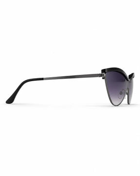 Óculos de sol feminino gatinho preto modelo Siena LURVANI, vista lateral esquerda em fundo branco.