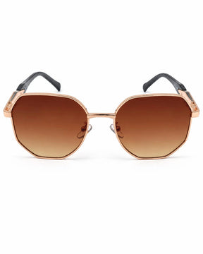 Óculos de sol feminino octogonal rosé modelo Capri LURVANI, vista frontal em fundo branco.