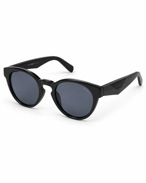 Óculos de sol unissex arredondado preto modelo Bristol LURVANI, em perspectiva frontal com fundo branco.